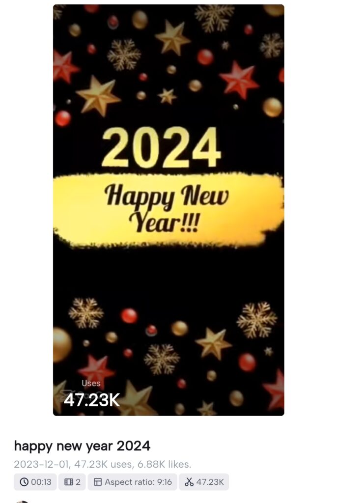 Trending Happy New Year 2024 CapCut Template Link